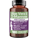 Cápsulas íntimas de Rose Aloe Vera - Suplementos IC - 200x Concentrate Pure Aloe Vera + D-Mannose + Cálcio - Comprimidos de Aloe fáceis de engolir
