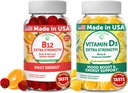 Lunakai Vitamina B12 e Vitamina D3 Gummies Bundle - 3000 mcg B12 e 25 mcg 1000 UI VIT D3 - Sem glúten, Sem xarope de milho, Orgânico, Não-GMO, Gelatina Baseada em Planta Livre