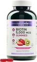 NaturezaWise Biotin Gummies - Suporta cabelo saudável, pele e unhas fortes - Vitamina B7 5000mcg - Beleza Natural - Morango-Kiwi Flavor - Vegan, Não-GMO, Glúten Livre - 180 Contagem[90 fornecimento]