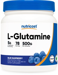 Produto pulverulento de L-Glutamina (500 gramas) (framboesa azul)