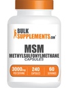 BulkSuplementos.com Cápsulas MSM - Metilsulfonilmetano, HSH 3000mg - Suplementos Conjuntos, Glúten Grátis, 4 Cápsulas por Serviço, 240 Contagem (Pacote de 1)