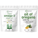 Micro Ingredientes Óleo de Orégano Softgels 300 Contagem & Vegan Omega 3 Algae Suplemento de óleo Pacote 2 Pacote de Carvacrol & Thymoquinone