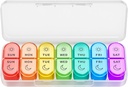 Organizador de comprimidos por semana 2 vezes por dia - Organizador de comprimidos AM PM com 7 casos pequenos de cores diárias, casos de pílulas de viagem matutina e noturna para vitaminas, medicina, e suplementos