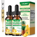2 Pacote de gotas líquidas de selênio, 200mcg de suplemento de selênio líquido com vitamina C e zinco, suporte para sistema imunológico, antioxidante e saúde do coração, alta absorção, flavor de abacaxi