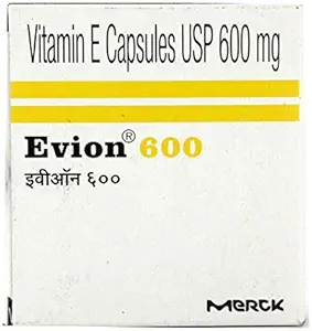 50 Evion 600mg Cápsulas Vitamina E para Rosto Brilhante, Cabelo Forte,Acne,Nails, Pele Brilhante 400mg,Perda de cabelo Controle