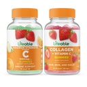 Vitamina C vitalável 1050mg + Colágeno e vitamina C, chicletes Bundle - Grande degustação, Suplemento Vitamina, Gluten Free, GMO livre, chiclete mastigável