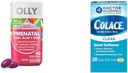 OLLY Ultra força Pré-natal Multivitamin Softgels com suporte ao desenvolvimento do cérebro + Colace Clear Stool Softener Cápsulas, 28 Contagem