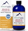 HoneyCombs Vitamina B2 Riboflavina Suplemento Drops Líquidos - Vitamina B2 de alta potência para homens e mulheres - Manter a Digestão Saudável, Sistema Nervoso, Cabelo, Pele, Unhas - Vitaminas Líquidas Vegan (8 Fl oz)