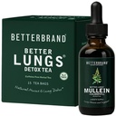 Betterbrand BetterLungs Health Pack - Melhor Detox de Pulmões Chá & Mullein Folha Tintura Drops