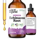 Wild & Organic Echinacea Drops - Suplemento de suporte imunológico com Echinacea Angustifolia - Extrato de raiz líquido tintura - Vegan, Açúcar & Álcool - 4 fl oz