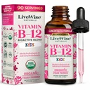 LiveWise Naturals Vitamina B12 Drops Líquidos para Crianças Crianças e Crianças I Metilcobalamina e Adenosilcobalamina