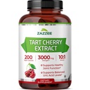 Zazzee Tart Cherry 10:1 Extrato, 3000 mg de força, 200 cápsulas Vegan, 6+ Mês de fornecimento, Kosher certificado, concentrado e padronizado 10X Extrato, 100% vegetariano, All-Natural, Gluten Free, Não-GMO