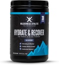 Wilderness Atleta - Hidrate & Recover □ Refrigeração líquida em pó Mistura de bebida de eletrólitos - Recuperar mais rápido com Bcaas - Hidrate em pó com 1000mg de vitamina C - 30 Tubulação de serviço (framboesa azul)