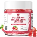 Gummies de suplemento de potássio de magnésio - Nova fórmula Calm Glicinato de magnésio Gummies & Citrato de potássio 200 mg Plus Omega 3, B6, D3, K2 & Cálcio para Zzz, Cães de Perna & Músculo - 120 contagem