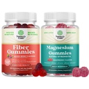 Pacote de chicletes de fibra - Chicory Root Supplement com suporte prebiótico para Gut & Digestive Health e pastilhas de magnésio - Citrato de magnésio relaxante - Framboesa com sabor para corpo e mente Relaxação