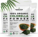 Círculo de Terra Orgânicos chlorela orgânica em pó Superalimento Kosher - 4 onças - Chlorophyll parede celular quebrada, Vegan, Super Verde Algas, Clorela limpa, alta em proteína, fibra e aminoácidos - 3 embalagens)