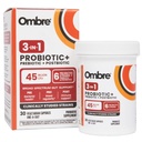 Ombre 3-em-1 Probiótico, Prebiótico e Postbiótico para Saúde Digestiva & Gut Health - 45 bilhões UFC - Bloating, Obstipação e alívio de gás - Suporte Metabólico e Imune para Mulheres e Homens, 30 dias de fornecimento