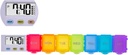 [4 in 1] 7 Day Medicine Pill Organizer + 5 Alarmes de lembrete + Timer + Clock, Compartimento grande, Som alto, Tela grande, Prova de umidade, Prova de poeira, Viajar semanalmente/Caixa diária/Organizer/Caso/Contentor/Dispensador