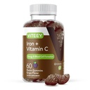 Viteey Pastilhas de Ferro - Ferro com Vitamina C - Energia, Apoio Bood e Suplemento Anemia para Mulheres e Homens - Vegan, Gluten Free - 60 Contagem