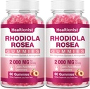 2 embalagens sem açúcar Rhodiola Rosea Gummies Adaptogenic Rhodiola Rosea Suplemento & Bloqueador de cortisol para desempenho, resistência, humor e motivação - Não-GMO, 120 Vegan Chews