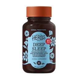 Herbs Etc. Deep Sleep Softgels - Herbal Sleep Support Supplement - Rest & Calming Support with Passionflower, Camomila & Lemon Balm - 30 Softgels (30 Servings)