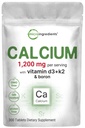 Micro Ingredientes cálcio 1.200mg com Vitamina D3 & K2, 300 Comprimidos Suplementos de cálcio para mulheres e homens