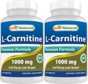 Best Naturals L-Carnitina 1000mg 60 Comprimidos (60 Contagem de 2))