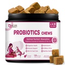 NATUREZA TARGET Probióticos para cães e enzimas digestivas para a saúde digestiva - Mais óleo de peixe e vitaminas Suplemento para alergias & imune & pele comichosa, 120 sabor de frango Probiótico mastigação macia