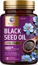 Black Seed Oil 1000mg - Premium Força Extra Nigella Sativa Blackseed Oil - Black Seed Oil Pele, Saúde Digestiva e Suporte Imune - Antioxidante Não-GMO, Suplemento Glúten Grátis - 120 Softgels