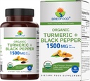 Brieofood Açafrão orgânico com pimenta preta 1500mg, 45 Servings, Vegetarian, Gluten Free, 90 Comprimidos Vegetarianos