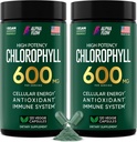 Alpha Flow [2 Pack] Cápsulas de clorofila 600mg - Suplemento de clorofila para energia e pele - Desodorante interno para mulheres e homens - Alternativa para gotas líquidas - 240 comprimidos Vegan