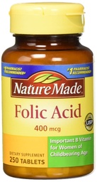 Ácido Fólico Made Natureza (400 mcg) Comprimidos, 250 Contagem, Embalagem de 2