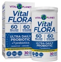 Planeta Vital - Flora Vital Ultra Daily Probiótico 60 bilhões UFC, 60 Strains Diversos, 7 Prebióticos Orgânicos, Suporte Imune, Prateleira Digestiva Saúde Probióticos Estáveis para Mulheres e Homens 30 Cápsulas