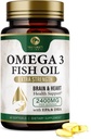 Ômega 3 Pills de óleo de peixe 2400mg - Triplo Força Ômega 3 Suplementos de óleo de peixe - Melhor EPA & DHA ácidos gordos para o suporte de saúde do cérebro e coração, Suplemento Omega3 da natureza, suprimentos de 30 dias - 60 Softgels