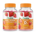 Colágeno vitalício e Vitamina C + Vitamina D 5000 UI, Gummies Bundle - Grande Degustação, Suplemento Vitamina, Sem Glúten, GMO Livre, Gummy mastigável