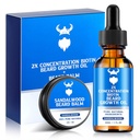 Óleo de crescimento de barba e bálsamo de barba - Kit de crescimento de barba com biotina de concentração 2X para homens, ingredientes naturais com óleo de Argan, óleo de Jojoba e vitamina (Sandalwood)