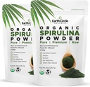 Círculo de Terra Orgânicos espirulina em pó, Kosher, cru e não-irradiado □ Puro Vegan Protein □ Superalimento Energia Premium, Alta em aminoácidos e antioxidantes - (8 oz - 2Pack)
