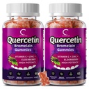 Quercetin Gummies - Quercetin com bromelaína, vitamina C, zinco e elderberry, reforço do sistema imune da força extra, suplemento do suporte do pulmão para crianças adultas - 60 Quercetin Gummies (2 pacote)