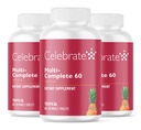 Celebre Vitaminas Multi-Completos Mastigáveis, 60mg Ferro – Multivitamínico Bariátrico Diário para Gastrectomia de manga e Cirurgia de Bypass gástrico – Vitaminas Essenciais & Minerais - Tropical (180 Tablets)