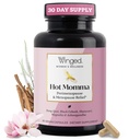 Winged Wellness Hot Momma menopausause Supplements for Women - Hormone-Free Menopause Relief Support for Hot Flashes & Night Sweats with Chaste Tree Berry, Multivitamins & More - 60 Cápsulas Vegan