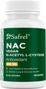 Cápsulas Safrel N-Acetil-L-Cisteína (NAC), 600mg, 180 Contagem, Respiratório, Imune, Fiveth Health Potent antioxidante Support, Livre-radicais, Fácil de Absorver, Não-GMO, Gluten Free