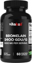 Suplemento de bromelaína 1000mg por serviço, 2400 GDU/g, Enzimas proteolíticas, Suporta Digestão de Proteínas, 60 Contagem - Não-GMO e Glúten Livre