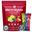 Keppi Electrolytes Powder Packets Asorted Flavors 30 Servings – Sem Suplemento de Hidratação de Açúcar com Potássio, Magnésio, Sódio – Keto, Vegan, Fasting-Friendly, Zero Pacotes de Hidratação Calórica