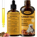 Cogumelo de cauda de Turquia para cães - Absorção mais rápida 2000mg Cogumelo de cauda de Turquia para Imune & Digestive, Joint, Energy, 5X Cogumelos para Pet Drop com Cúrmico & Probiótico - Vet Formulado, 90 ML/3FL.oz