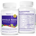 Alimentos inteiros Vitaminas pré-natais (120 Cápsulas) Suporte Natural para a Saúde Materno e Fetal, Multivitamino pré-natal para mulheres com cholino, B Vitaminas e Mais, Vegan, Sem Soja, Glúten ou Dairy