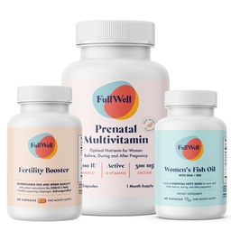 FullWell Fertilidade Trio □ Vitamina Lemon pré-natal + DHA & Fertilidade Booster □ Colina, Folato, Omega 3, Coq10, NAC, 26+ Nutrientes Vitais □ Dietitian-formulado, Não-GMO, 3o partido testado, 30 Servings