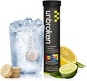 UNBROKEN 9EAA/BCAA Recuperation Tablets (60% FREE-FORM/40% Di- & Tri-Peptides), Suplemento de Aminoácidos para Recuperação Mais Rápida e Menos Dores Músculos, Pós e Pré-Trabalho para Homens e Mulheres, 10 Ser., Limão