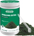 Arte terrestre certificada espirulina fresca fresca Extra pó 300g - melhorado com clorofila biodisponível adicionado - sem sabor - fonte limpa - 3o partido testado - colher de medição dentro