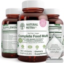 Natural Nutra alimento completo multivitamínico e mineral para mulheres e homens, impulsionador de energia, ajuda a manter o suplemento de saúde óssea, melhora a função do cérebro e da pele, ajudar a melhorar a imunidade 60 cápsulas
