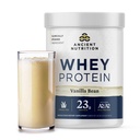 Nutrição antiga proteína de whey alimentado de grama, feijão de baunilha, 23g de proteína, 20 servimentos, peptídeos de colágeno hidrolisados, proteína orgânica regenerativa A2/A2 leite